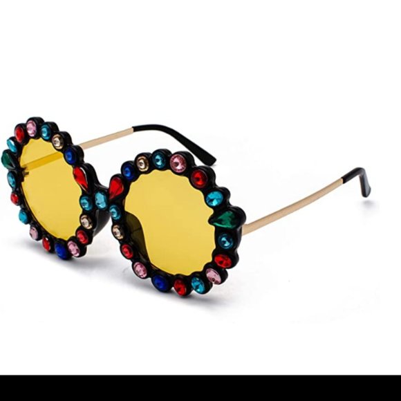 Women Big Rhinestone Sunglasses Oversized Round main image 5